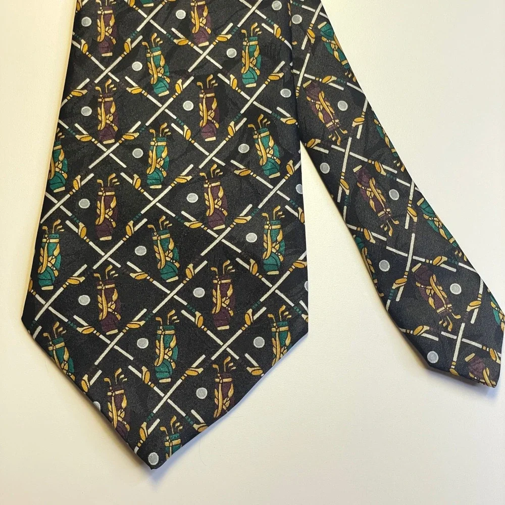 Vintage A. Rogers Golf Bag Necktie Mens Sporty Preppy Country Club 59